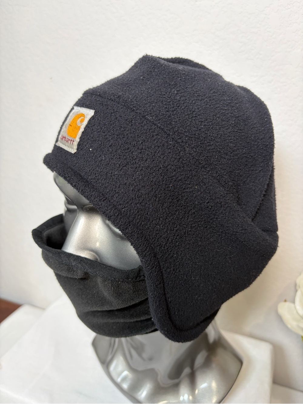 Carhartt Fleece Trapper Hat Face Mask Black Winter Ear Flap Ski Hunting Unisex